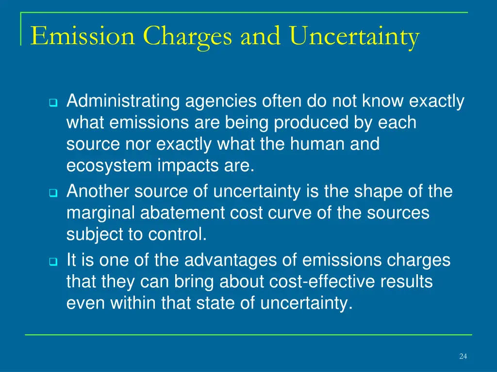 emission charges and uncertainty