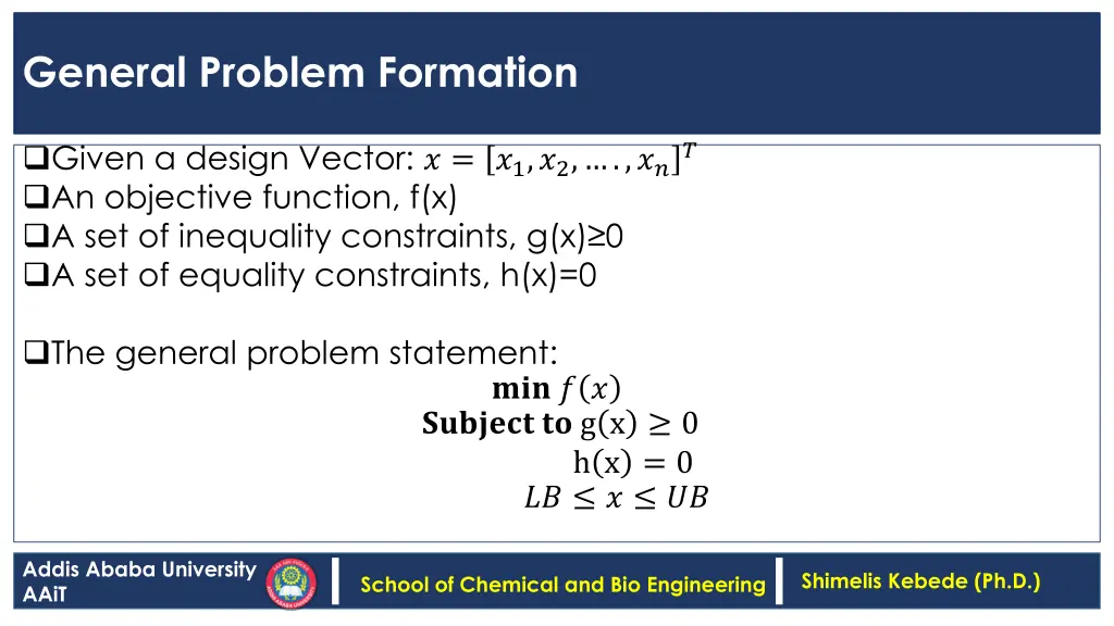 general problem formation