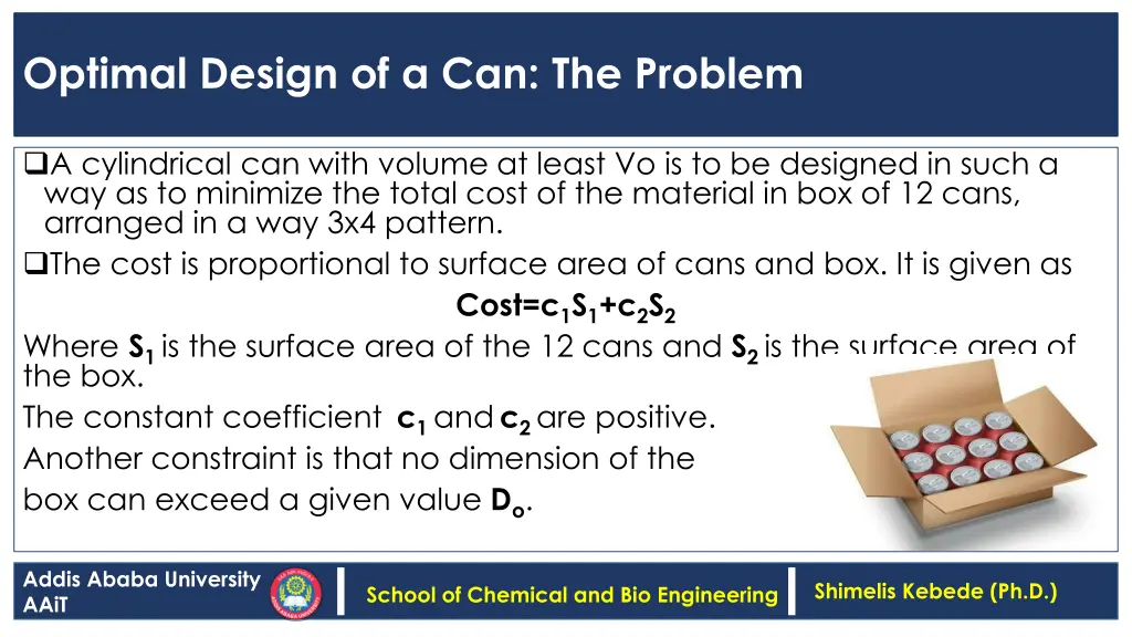 optimal design of a can the problem