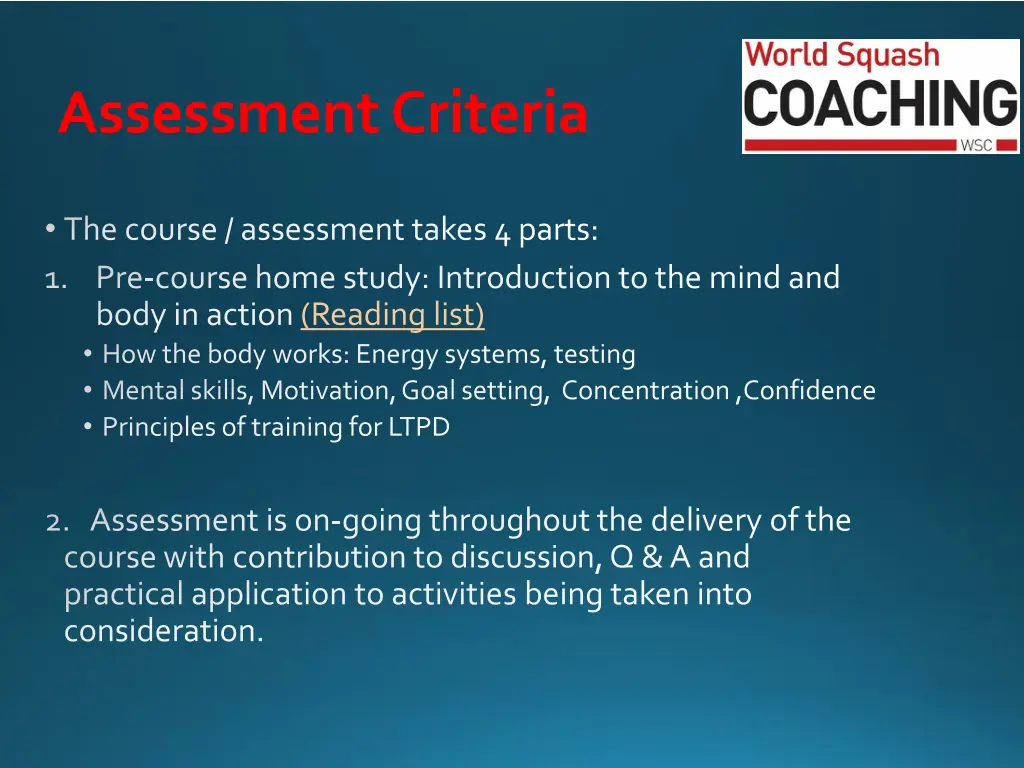 assessment criteria