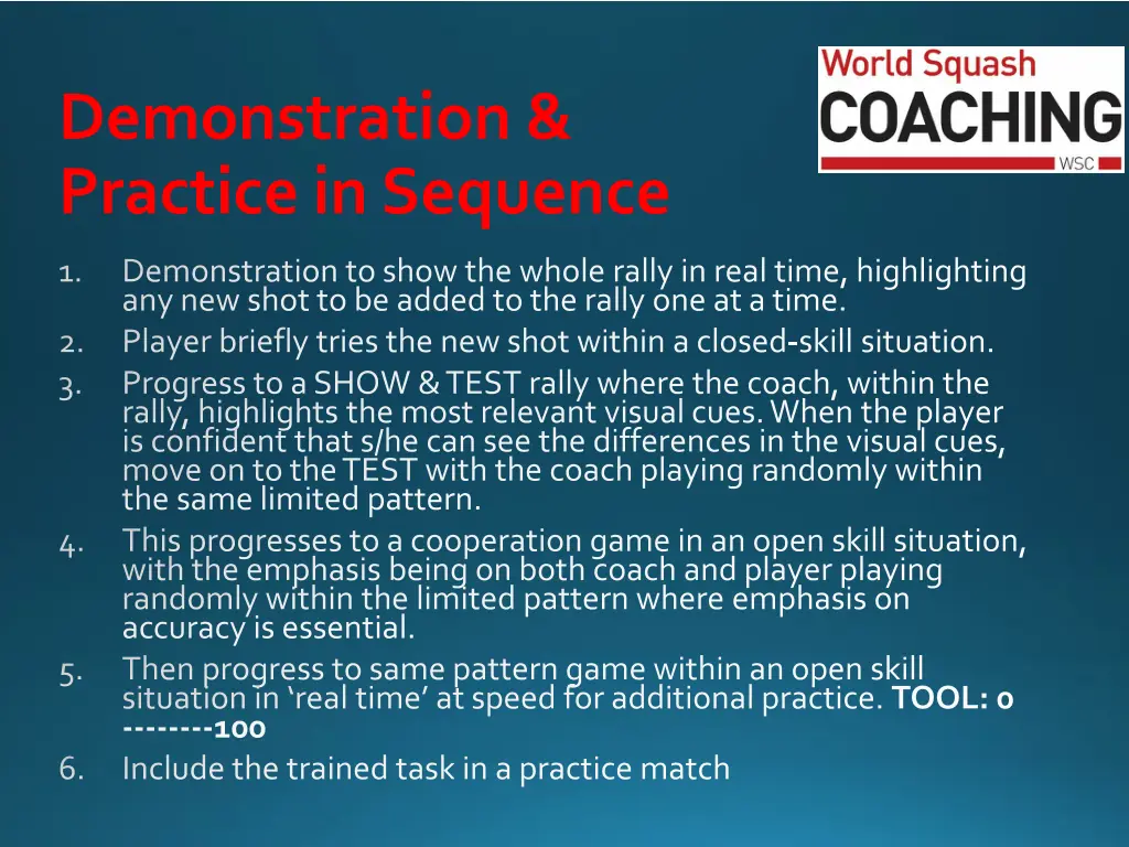 demonstration practice in sequence