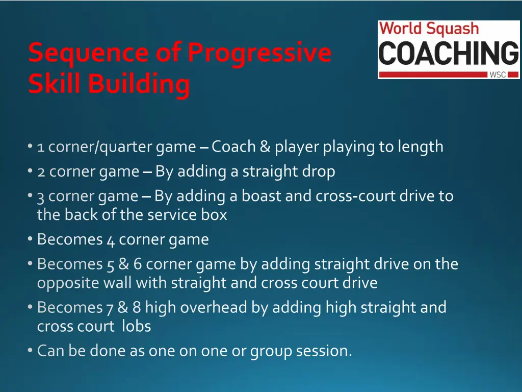 sequence of progressive skill building