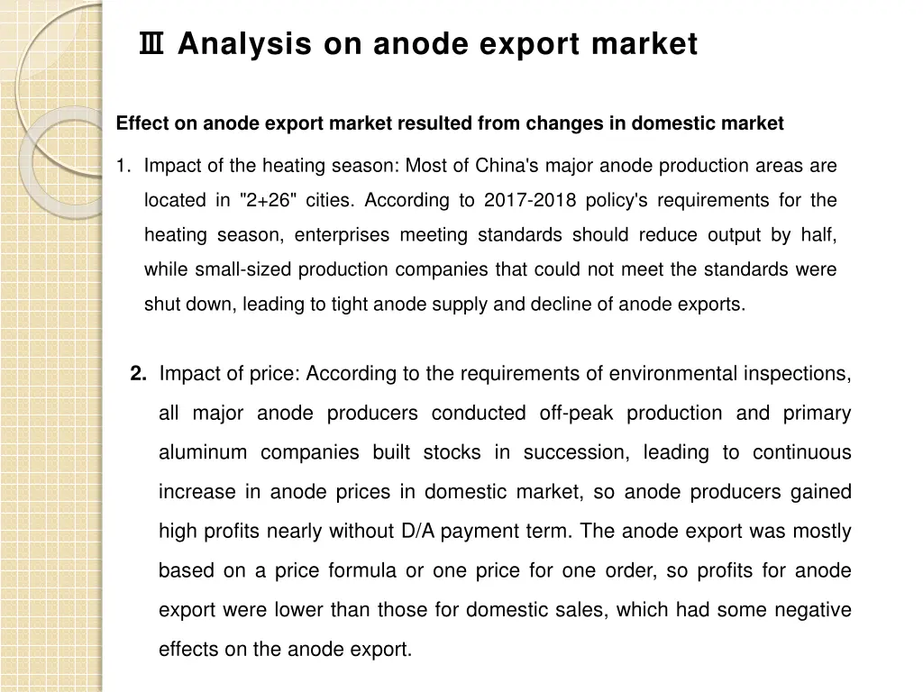 analysis on anode export market