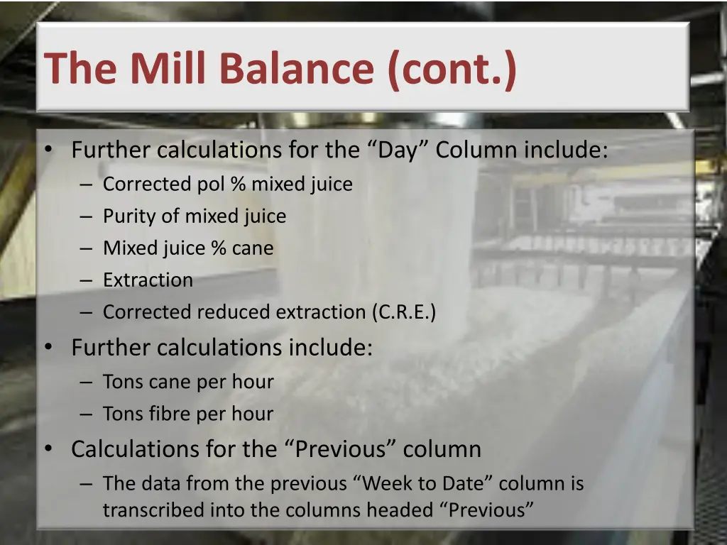 the mill balance cont 1