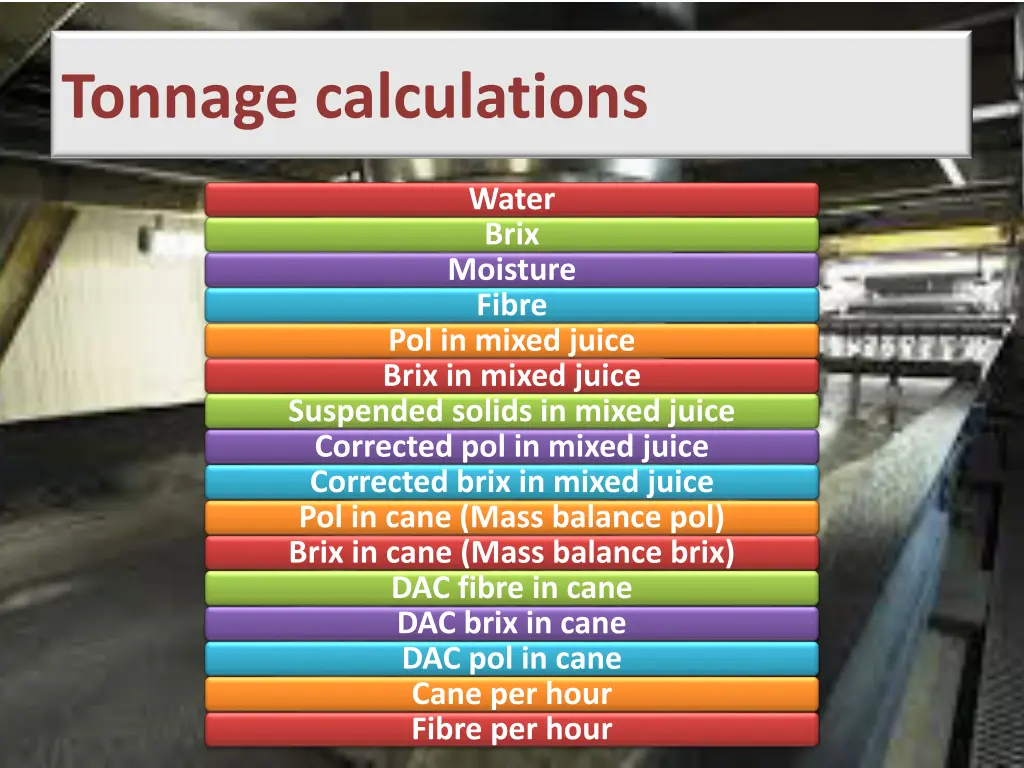 tonnage calculations