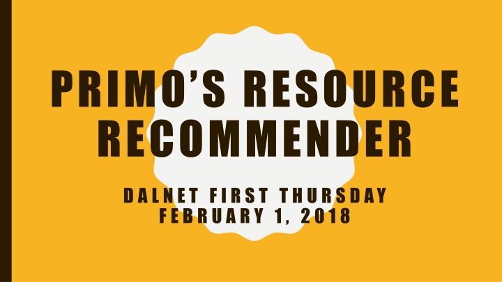 primo s resource recommender