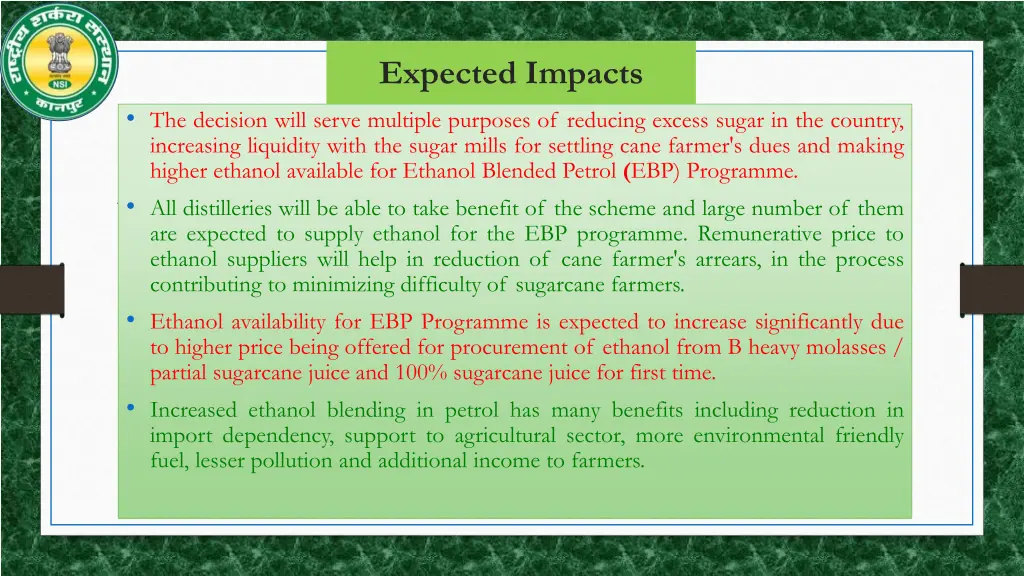 expected impacts