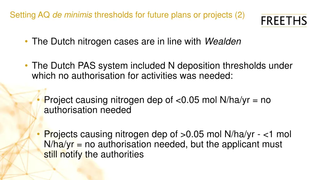 setting aq de minimis thresholds for future plans 1