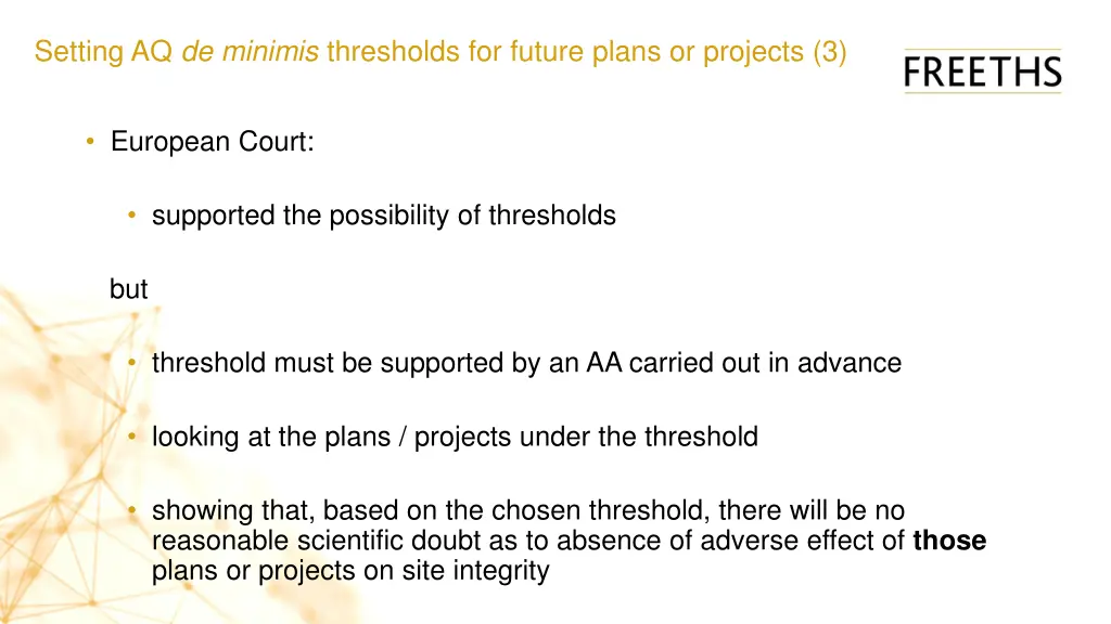 setting aq de minimis thresholds for future plans 2