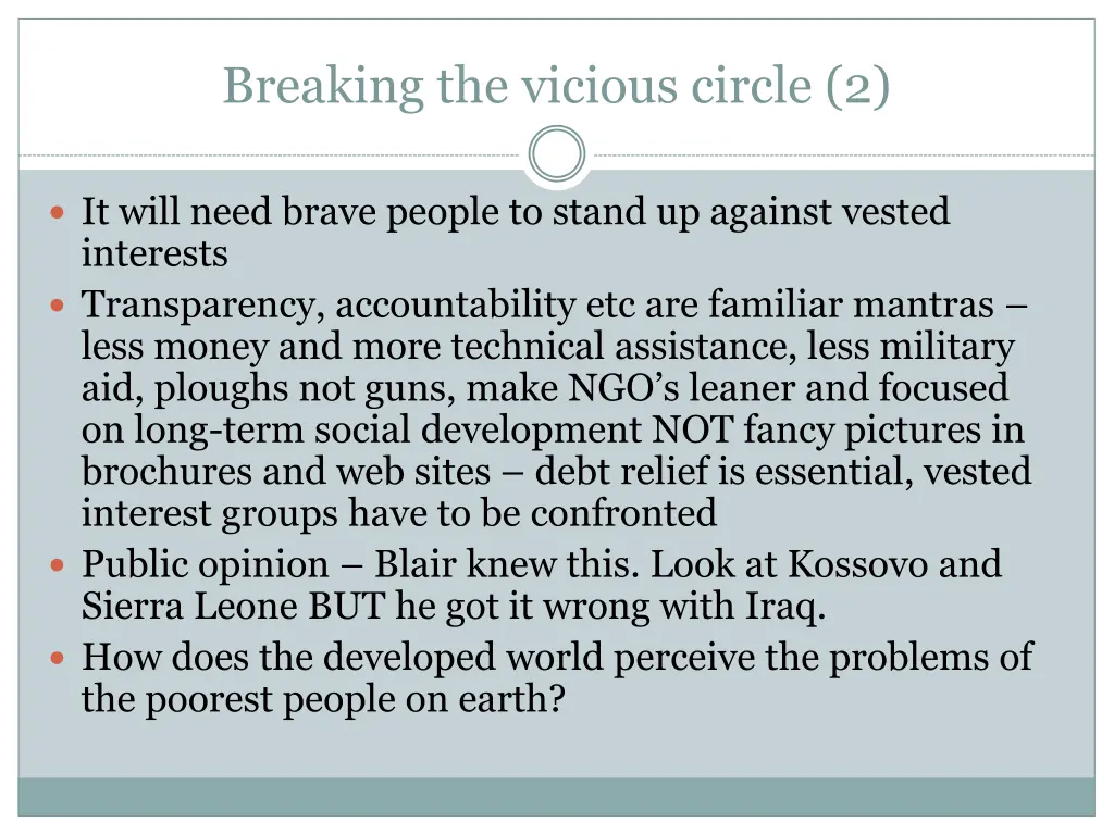 breaking the vicious circle 2