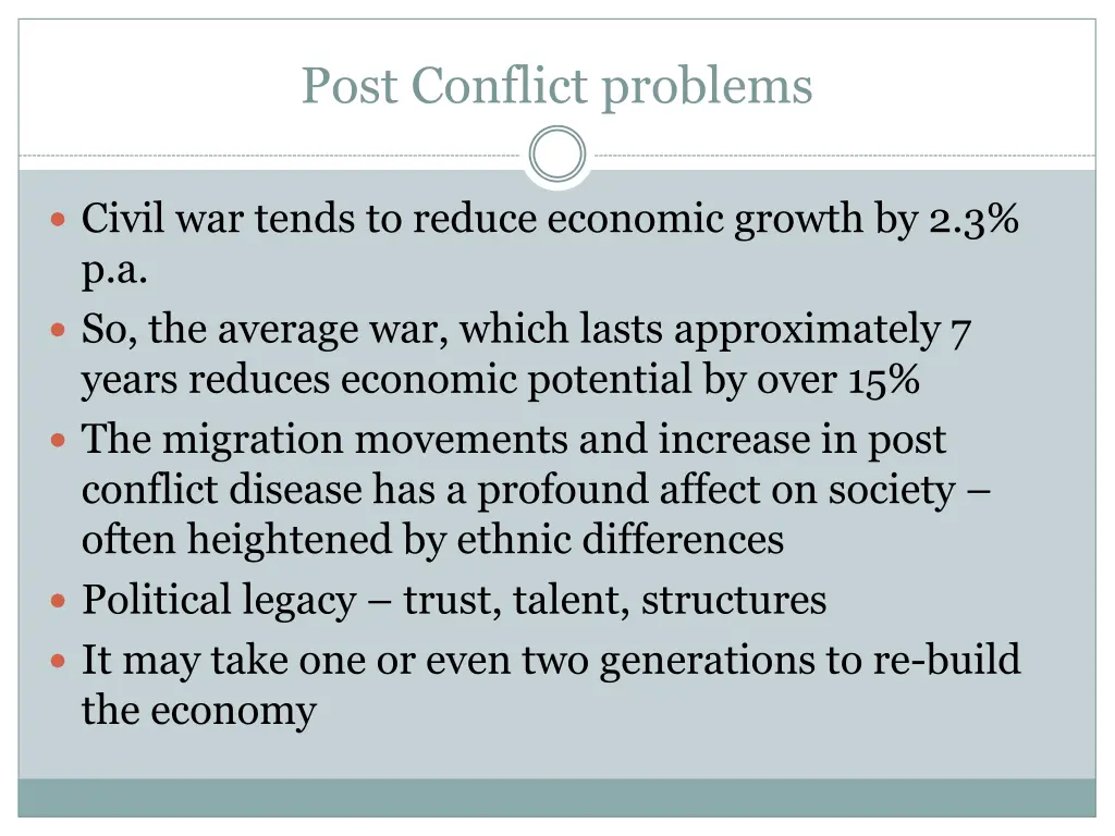 post conflict problems