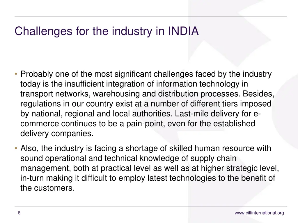 challenges for the industry in india