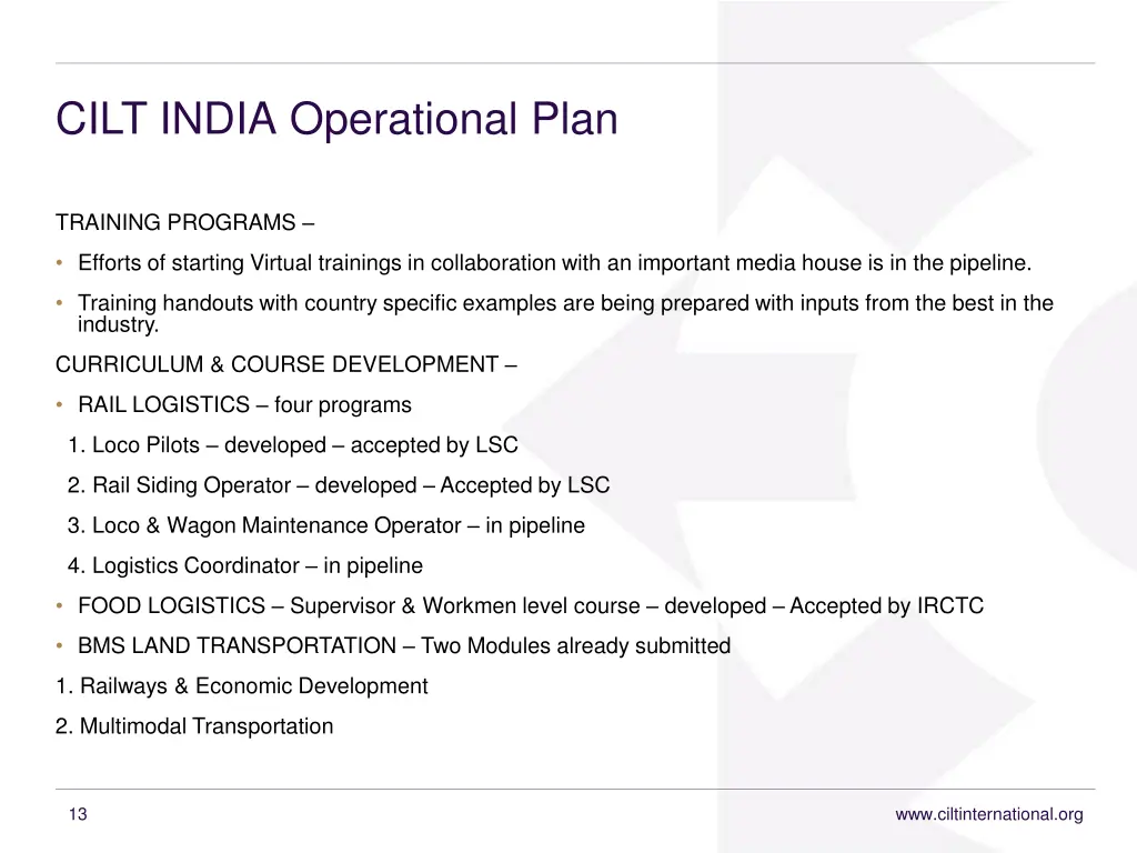 cilt india operational plan