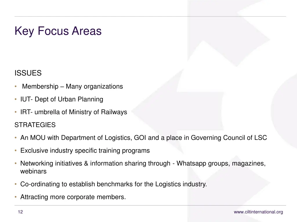 key focus areas