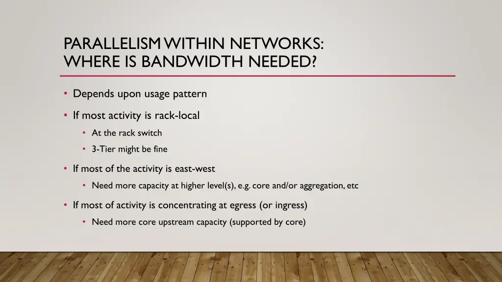 parallelism within networks where is bandwidth