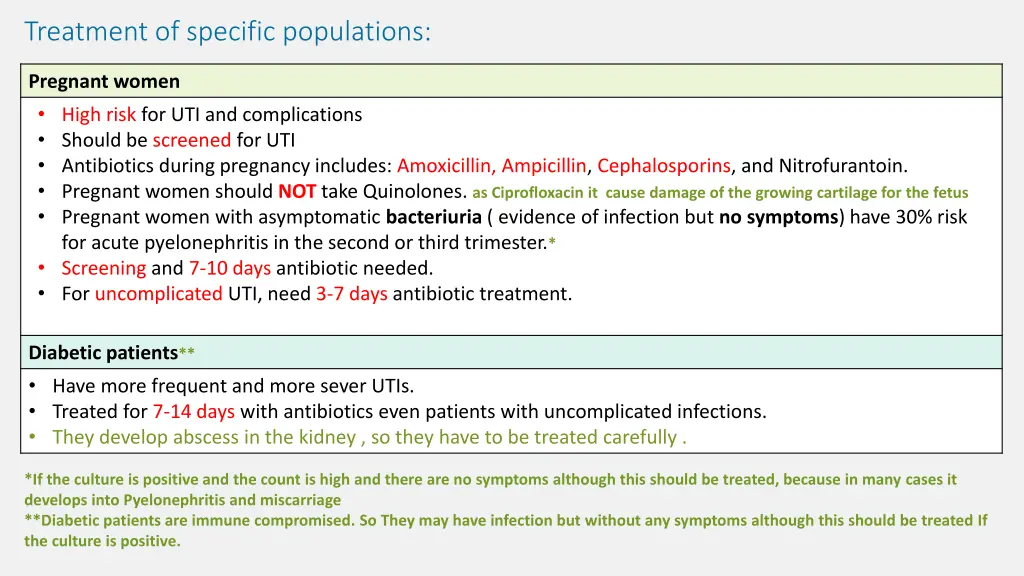 treatment of specific populations