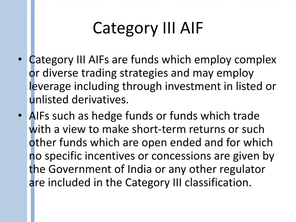 category iii aif