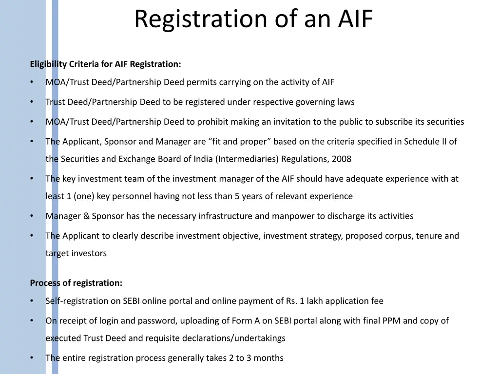 registration of an aif