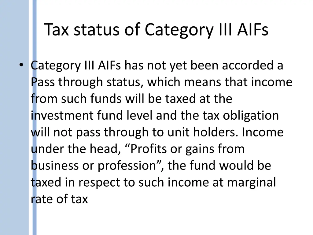 tax status of category iii aifs