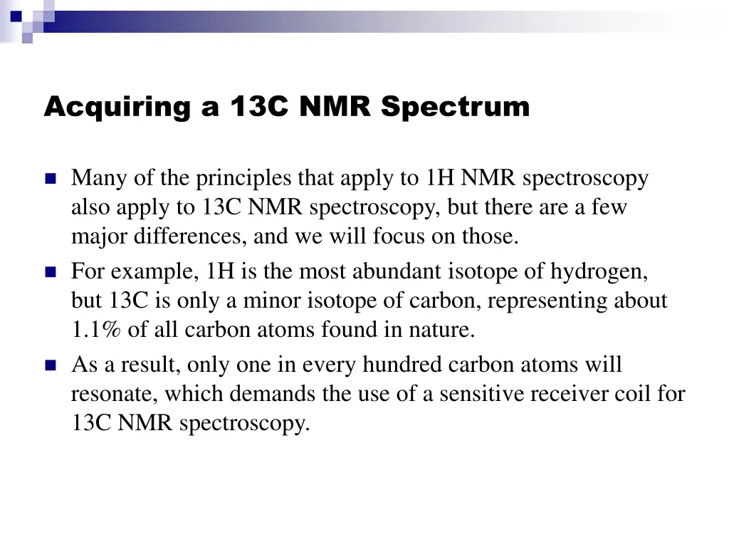 acquiring a 13c nmr spectrum