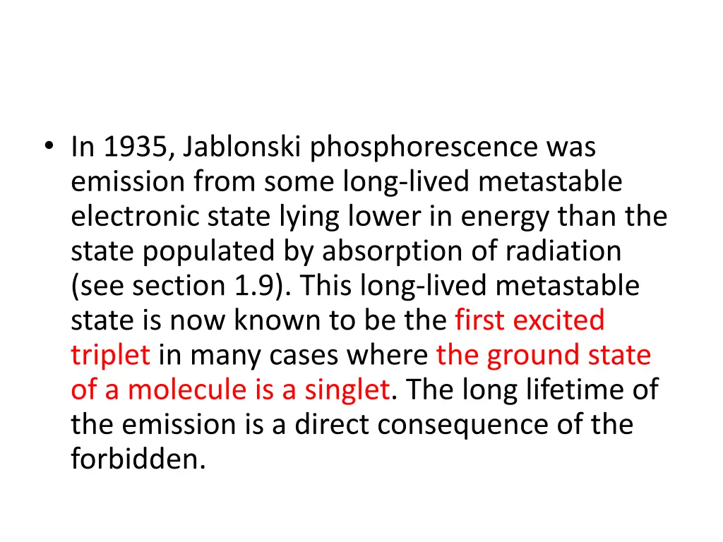 in 1935 jablonski phosphorescence was emission