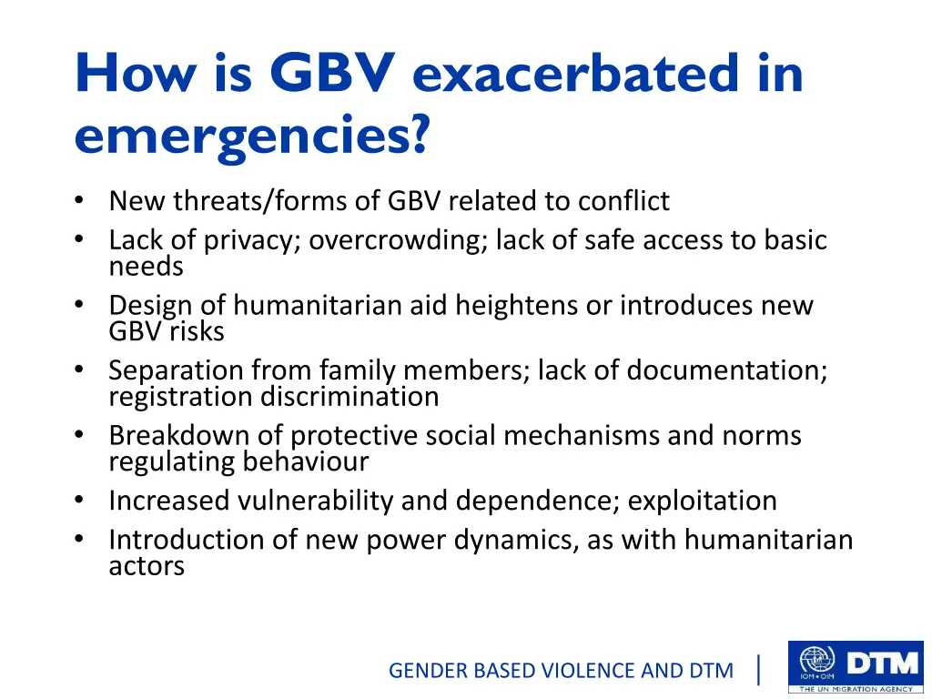 how is gbv exacerbated in emergencies