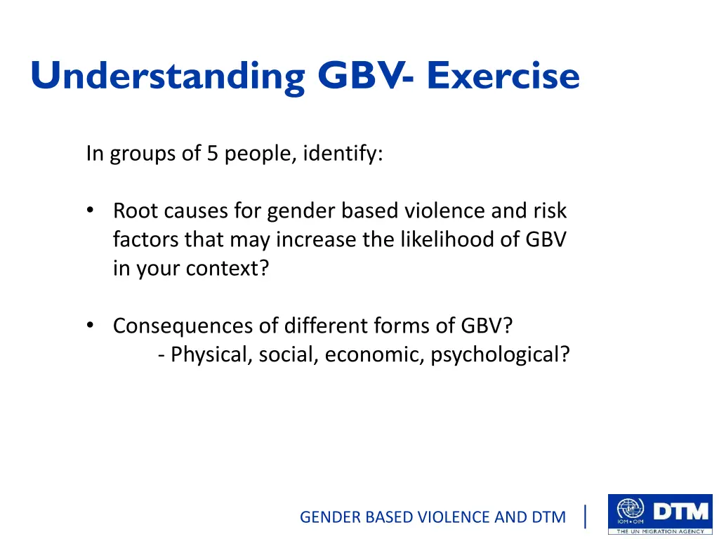 understanding gbv exercise