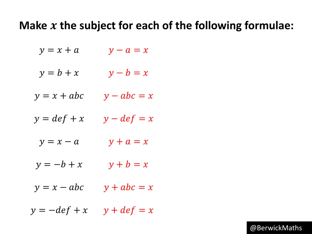 make the subject for each of the following 1