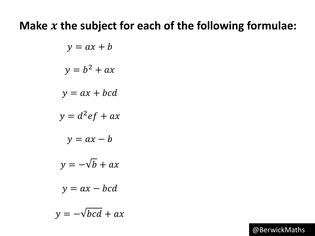 make the subject for each of the following 4