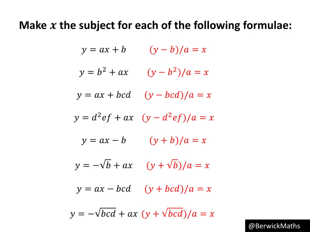 make the subject for each of the following 5