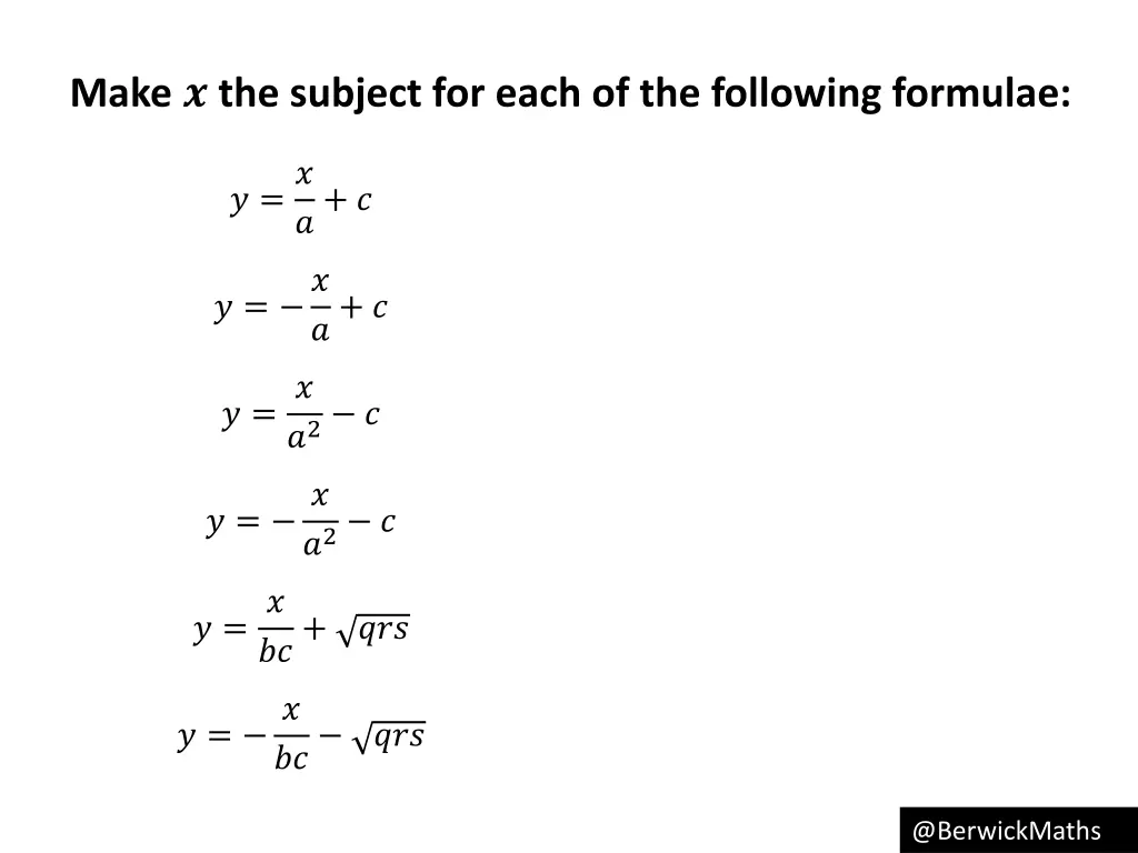 make the subject for each of the following 6