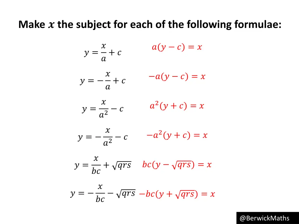 make the subject for each of the following 7