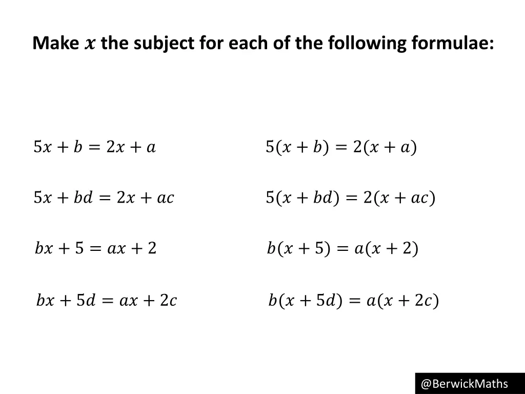 make the subject for each of the following 8