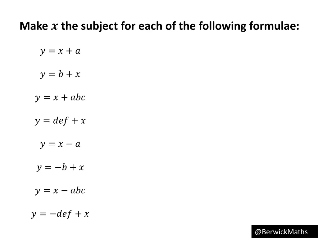 make the subject for each of the following