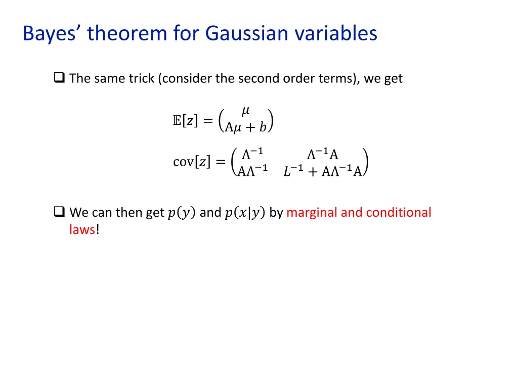 bayes theorem for gaussian variables 1