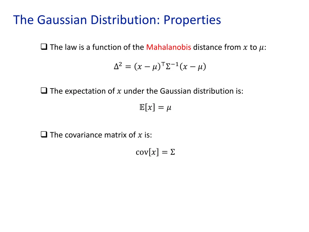 the gaussian distribution properties