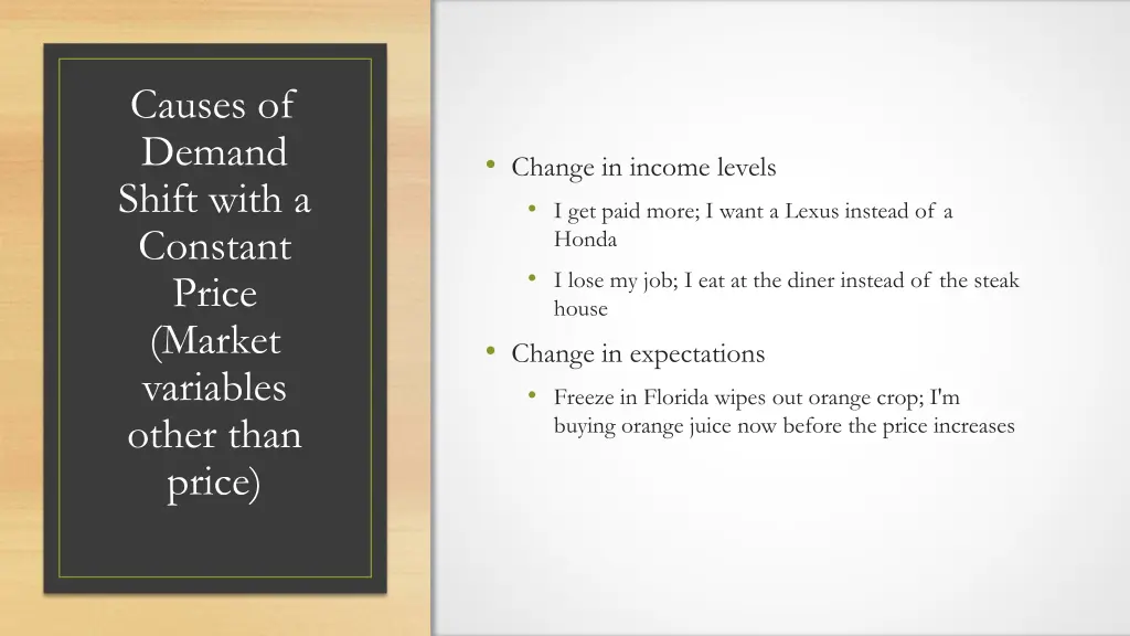 causes of demand shift with a constant price