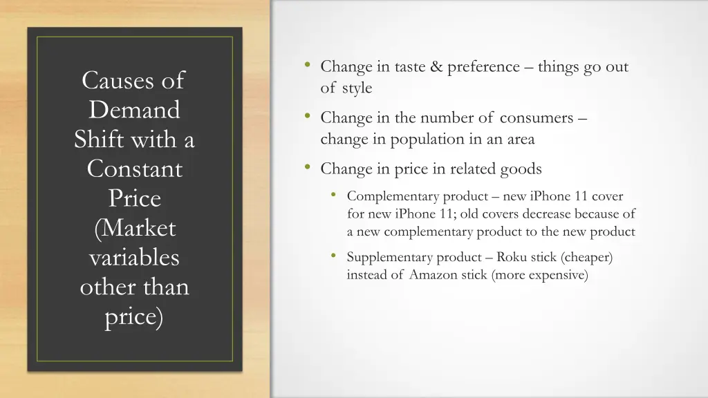 change in taste preference things go out of style