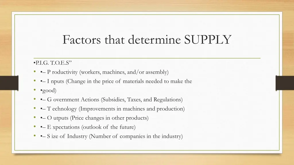 factors that determine supply