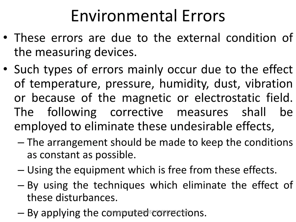 environmental errors these errors