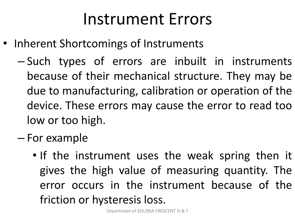 instrument errors