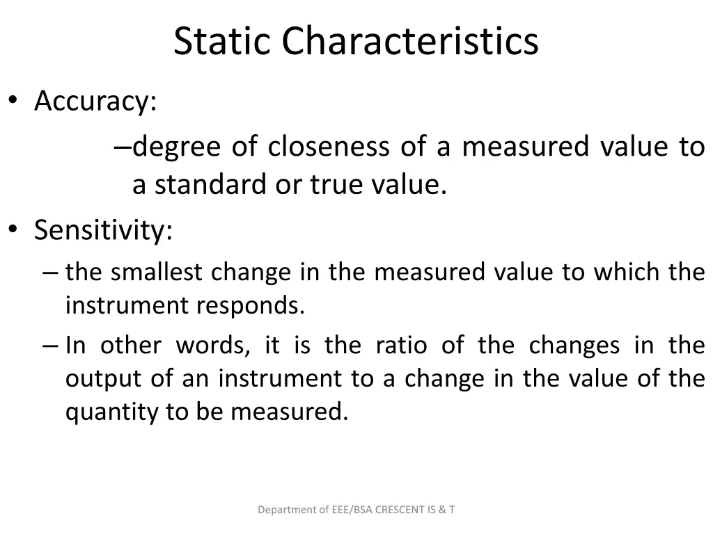 static characteristics