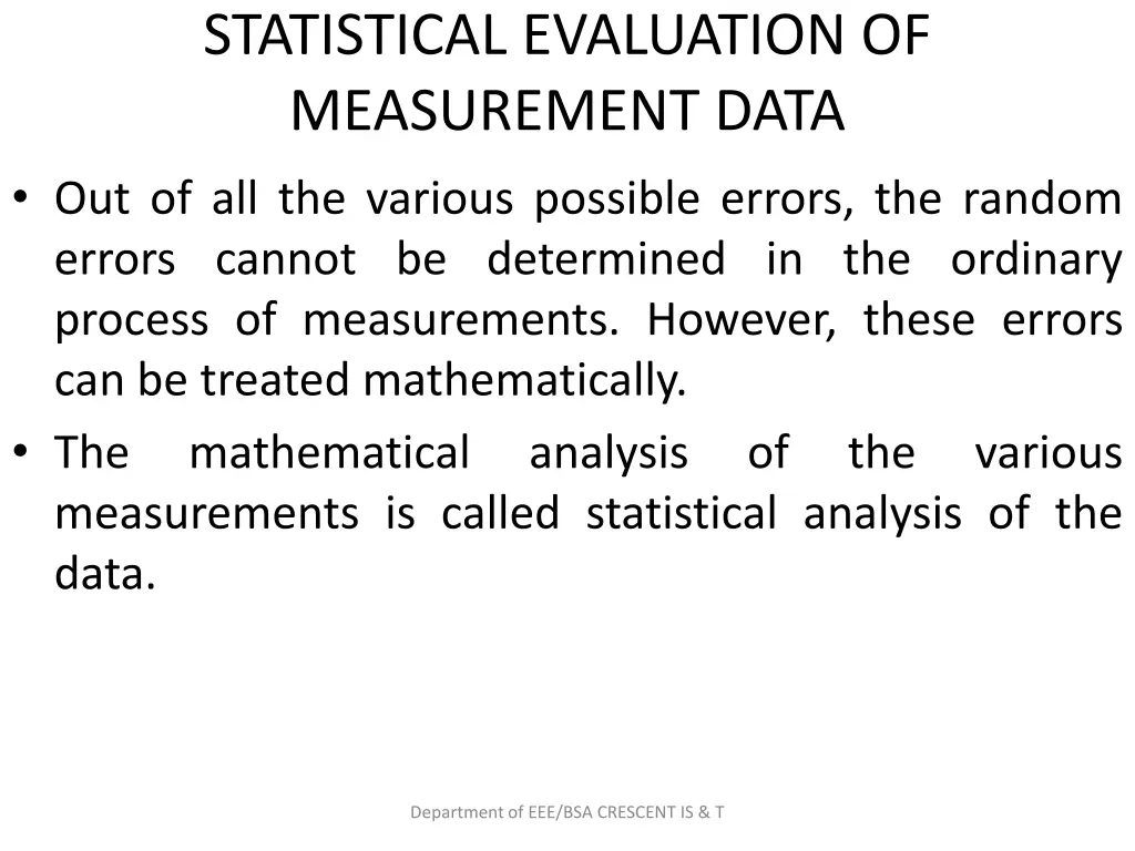 statistical evaluation of measurement data