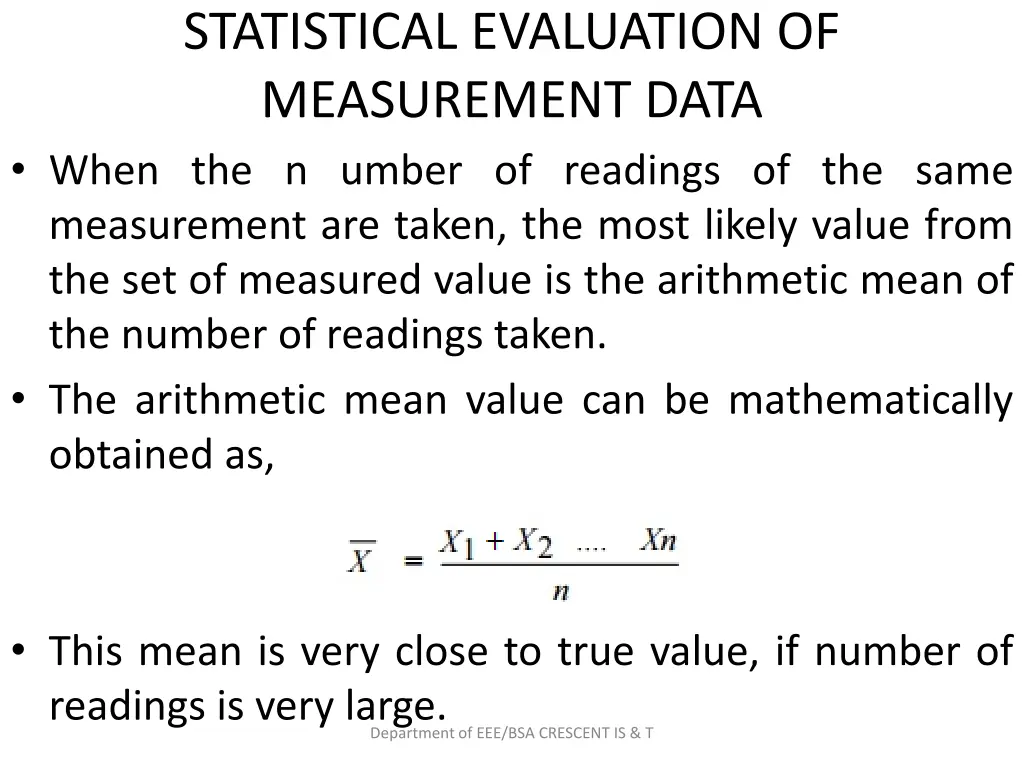 statistical evaluation of measurement data when