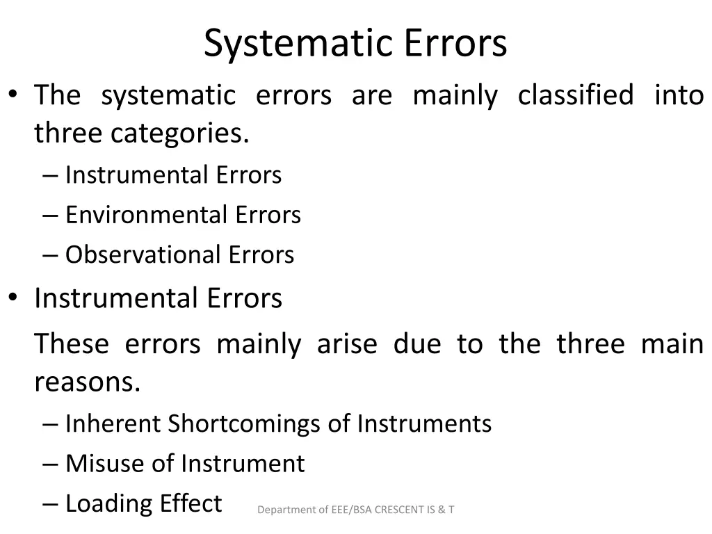 systematic errors