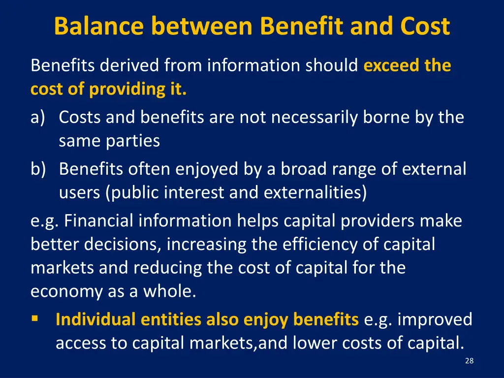 balance between benefit and cost