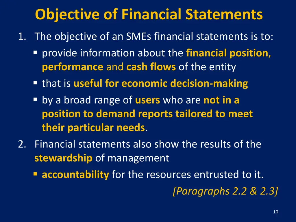 objective of financial statements