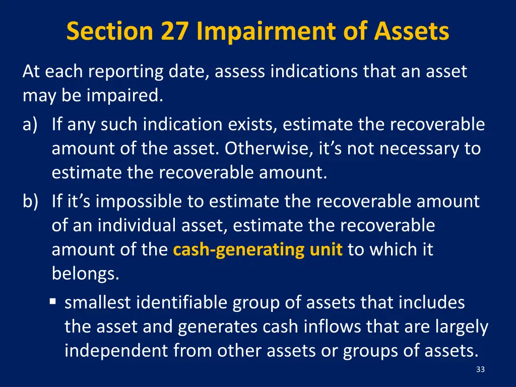 section 27 impairment of assets