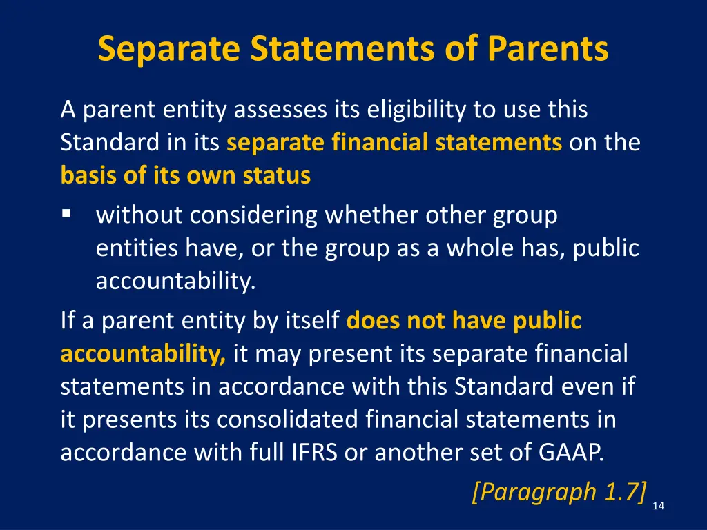 separate statements of parents