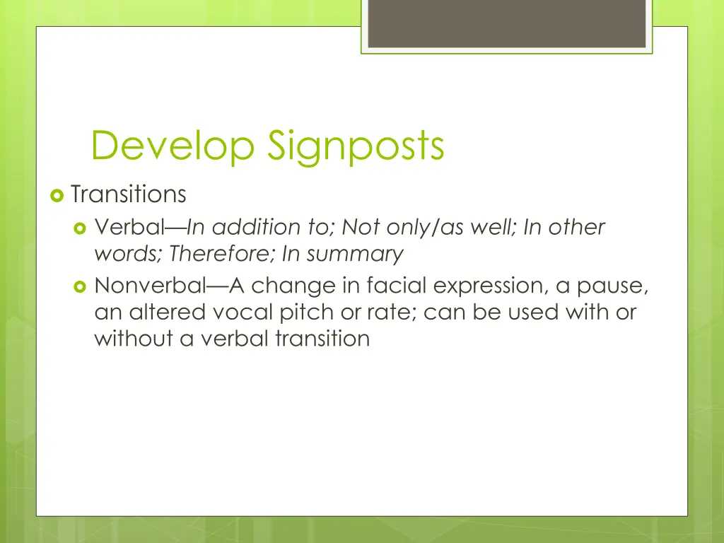 develop signposts